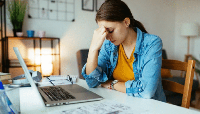 Woman in debt