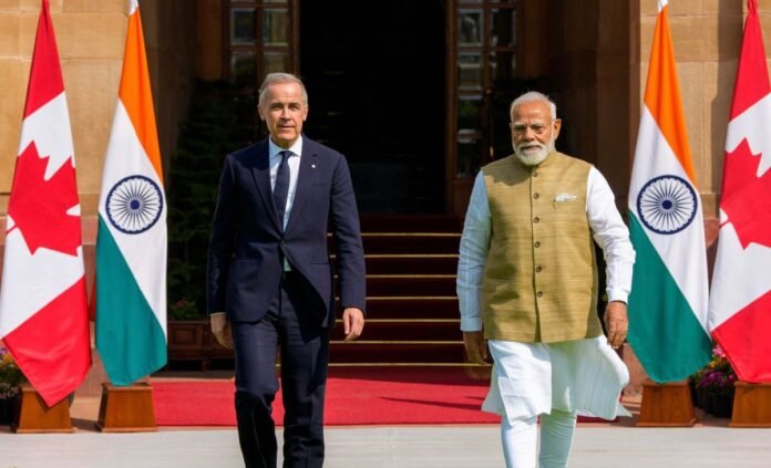 Prime Minister Mark Carney and Prime Minister Narendra Modi in New Delhi